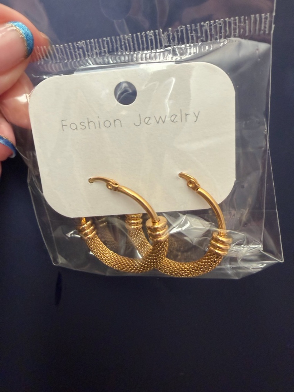 Pol Atteu Fashion Jewelry Gold Textured Hoop Earrings